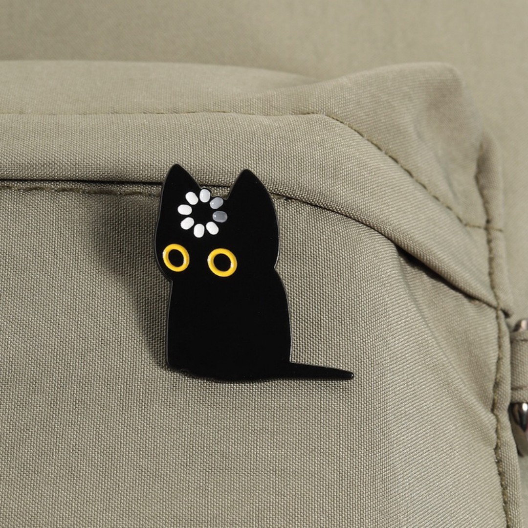 Pin Enamel Kucing Hitam Lucu,  - Tech Accessories Backpack ulasan dan harga