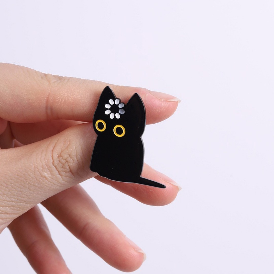 Pin Enamel Kucing Hitam Lucu,  - Tech Accessories Backpack ulasan dan harga